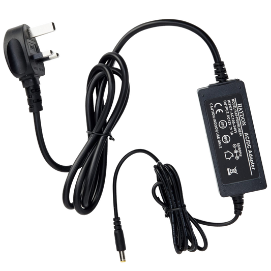 HAYDON MARKETING CCTV Inline Power Supply Lead & UK Plug 12VDC 1 Amp HAY-PSUINLINE1A - Black