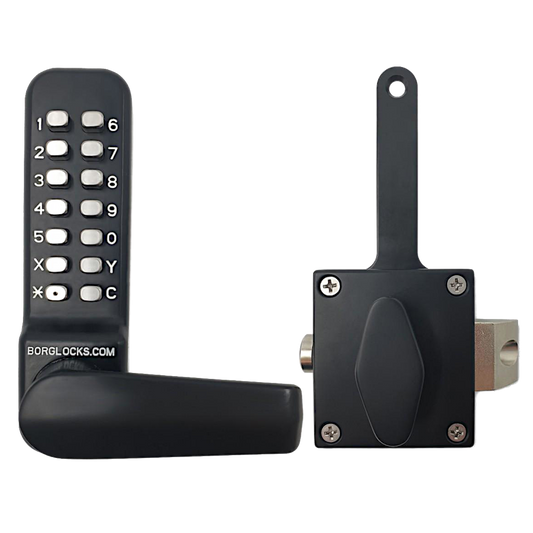 BORG LOCKS BL4409 ECP Marine Grade Wooden Gate Digital Lock With Slam Latch & Holdback BL4409 ECP MG - Black (Marine Grade Pro)