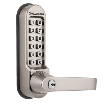 CODELOCKS CL510KEY/CL515KEY Digital Lock With Tubular Latch & Key Override No Passage Function CL510KEY SS - Stainless Steel
