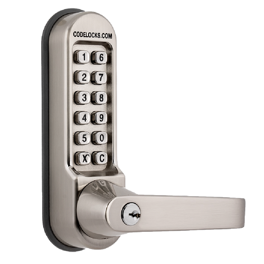 CODELOCKS CL510KEY/CL515KEY Digital Lock With Tubular Latch & Key Override No Passage Function CL510KEY SS - Stainless Steel