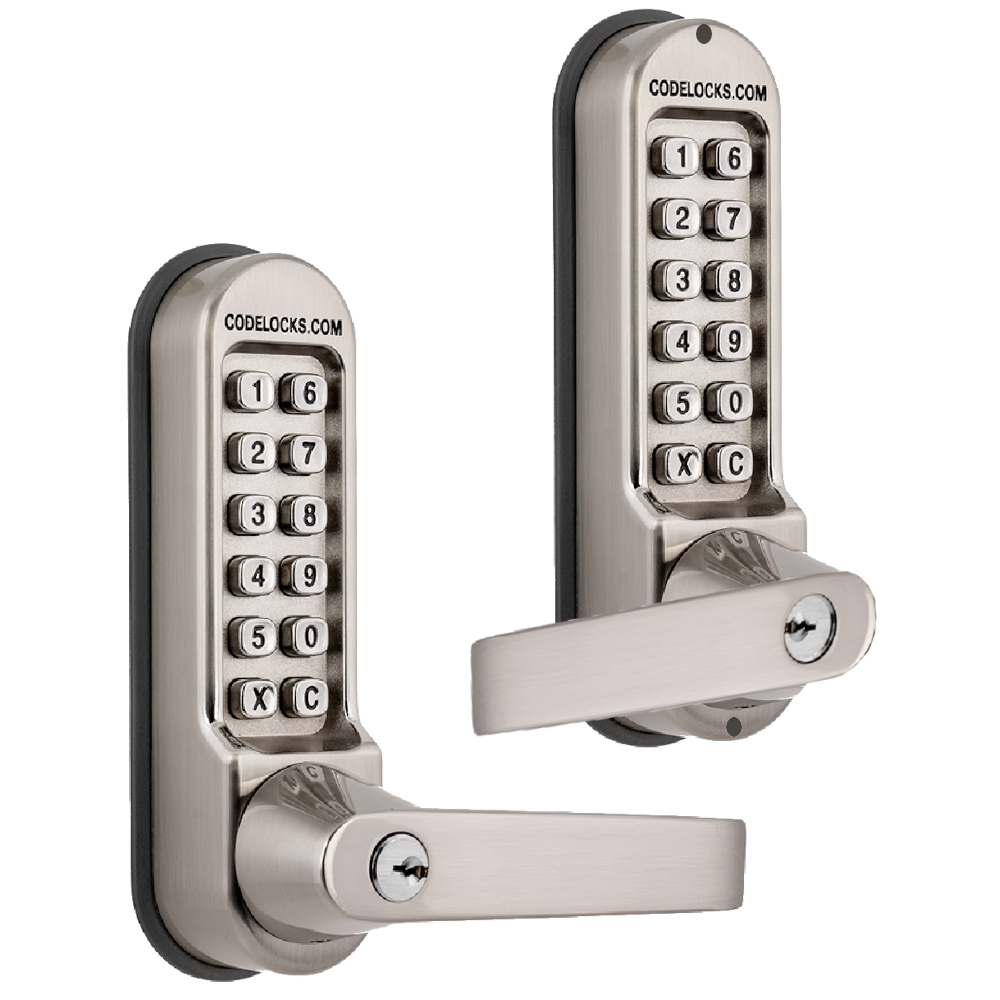CODELOCKS CL510KEY/CL515KEY Back To Back Digital Lock With Tubular Latch & Key Override No Passage Function CL510KEY BB - Stainless Steel