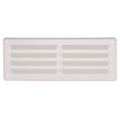 STADIUM Plastic Louvre Ventilator With Flyscreen 89mm H x 241mm W - White