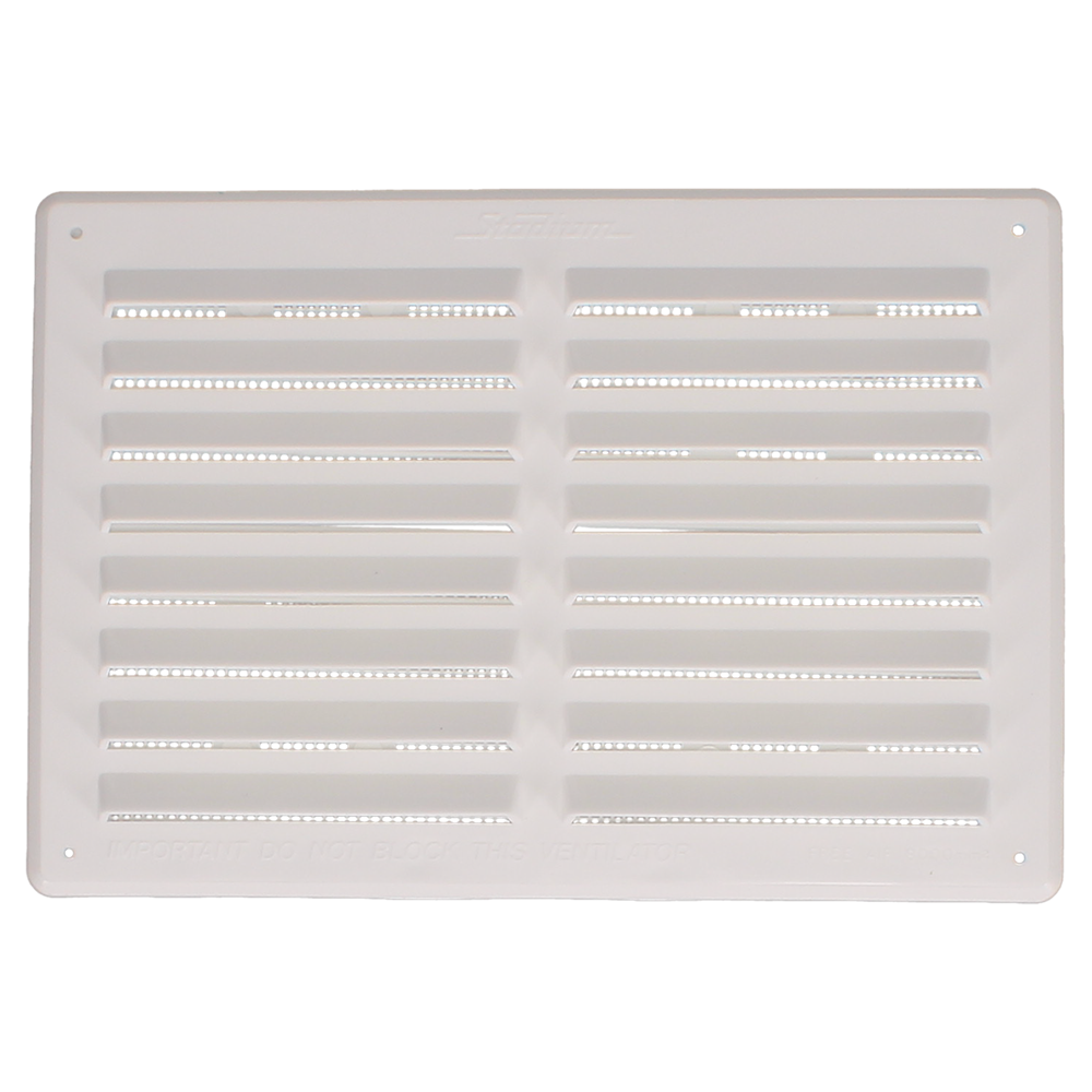 STADIUM Plastic Louvre Ventilator With Flyscreen 165mm H x 241mm W - White