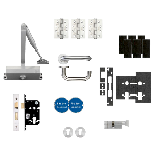 ZOO Architectural Fire Door Pack For Office Door (Locking) KITA3-FDP-A3 Office Kit Locking - Satin Stainless Steel