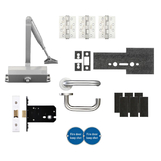 ZOO Architectural Fire Door Pack For Office Door (Non-Locking) KITA4-FDP-A4 Office Kit Non-Locking - Satin Stainless Steel