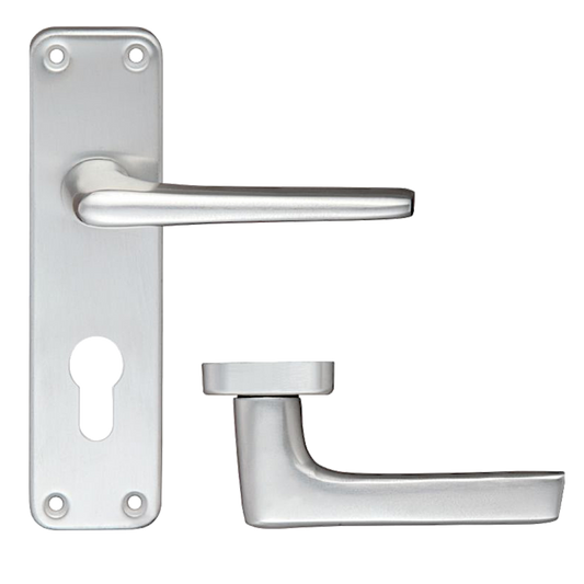 ZOO Lever Handle On Euro Lock Backplate Euro Lever - Satin Anodised Aluminium