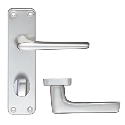 ZOO Lever Handle On Bathroom Privacy Backplate Handle Bathroom Lever - Satin Anodised Aluminium