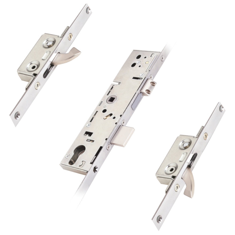 ERA Lever Operated Split Spindle Latch & Deadbolt 20mm Radius Faceplate With 2 Small Hooks 45/92