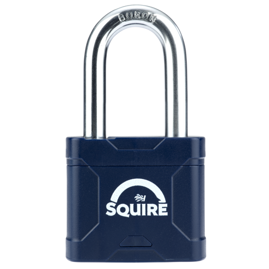 SQUIRE Stronglock Plus Laminated Padlock In Protective Casing Long Shackle 45mm Body 1.5 Shackle Keyed to Differ - Hardened Boron Steel