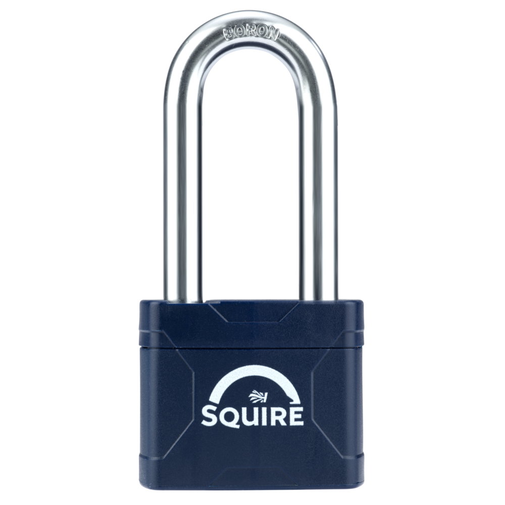 SQUIRE Stronglock Plus Laminated Padlock In Protective Casing Long Shackle 45mm Body 2.5 Shackle Keyed Alike 1234 - Hardened Boron Steel