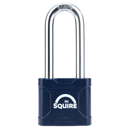 SQUIRE Stronglock Plus Laminated Padlock In Protective Casing Long Shackle 55mm Body 2.5 Shackle Keyed to Differ - Hardened Boron Steel