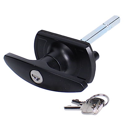 CARDALE Garage Door T-Handle Square Spindle With Screwhole In End Black