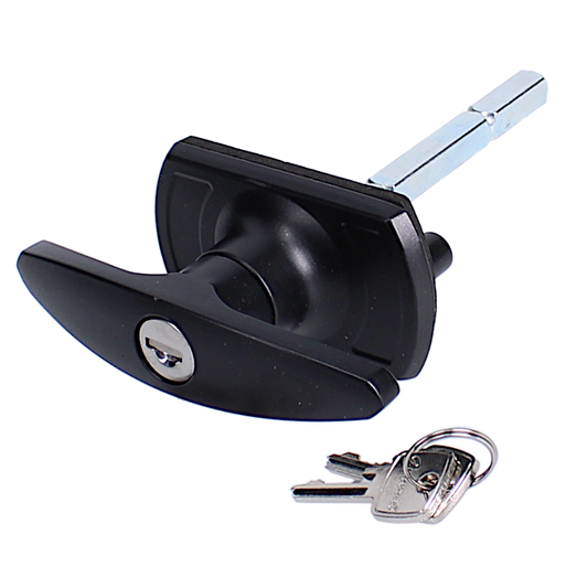 CARDALE Garage Door T-Handle Square Spindle With Screwhole In End Black