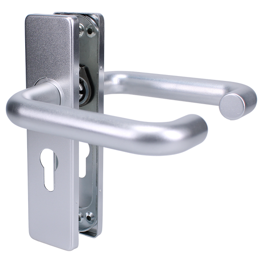 ZOO Return To Door Lever Handle On Euro Lock Backplate FD30/60 Euro Lever - Satin Anodised Aluminium