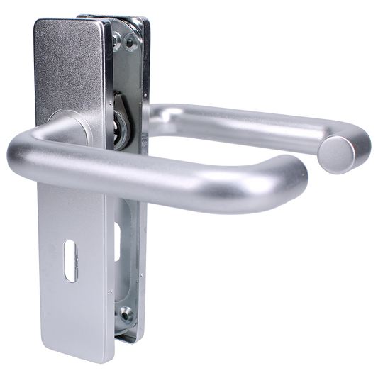 ZOO Return To Door Lever Handle On Lever Lock Backplate FD30/60 Lever Lock - Satin Anodised Aluminium