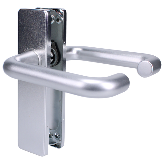 ZOO Return To Door Lever Handle On Latch Backplate FD30/60 Lever Latch - Satin Anodised Aluminium