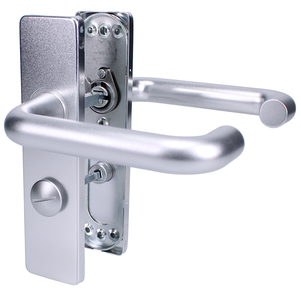 ZOO Return To Door Lever Handle Bathroom Privacy Backplate FD30/60 Bathroom lever - Satin Anodised Aluminium