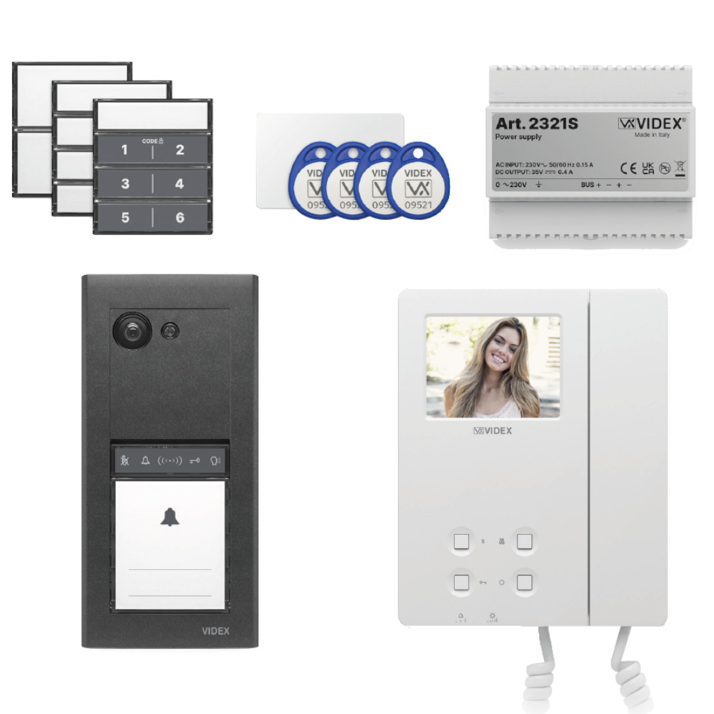 VIDEX ERA23VB Series Entry Panel Video Kit With 3.5 Inch Video Phone(6286) PSU (2321S) & Proximity Card/Fobs (955MF) ERAKIT23B6286 - Gun Metal Grey