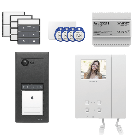 VIDEX ERA23VB Series Entry Panel Video Kit With 3.5 Inch Video Phone(6286) PSU (2321S) & Proximity Card/Fobs (955MF) ERAKIT23B6286 - Gun Metal Grey