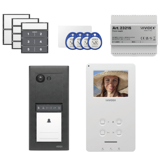 VIDEX ERA23VB Series Entry Panel Video Kit With 3.5 Inch Video Monitor(6388) PSU (2321S) & Proximity Card/Fobs (955MF) ERAKIT23B6388 - Gun Metal Grey