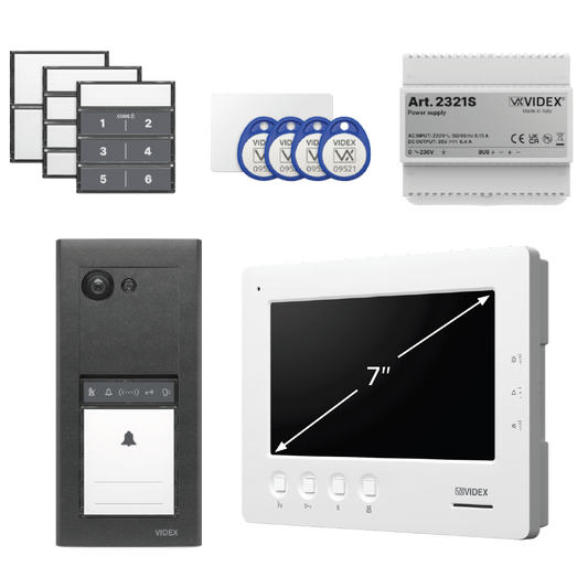 VIDEX ERA23VB Series Entry Panel Video Kit With 7 Inch Video Monitor (6788) PSU (2321S) & Proximity Card/Fobs (955MF) ERAKIT23B6788 - Gun Metal Grey