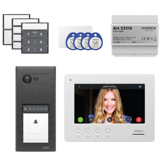 VIDEX ERA23VB Series Entry Panel Video Kit With 7 Inch OSD WiFi Video Monitor (6789) PSU (2321S) & Proximity Card/Fobs ERAKIT23B6789 - Gun Metal Grey