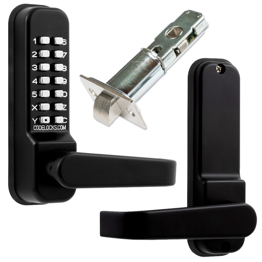 CODELOCKS CL0440 / CL0445 Marine Grade Digital Gate Lock With Adjustable Latch CL0445 With Passage Set - Black
