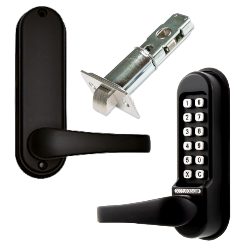 CODELOCKS CL0540 / CL0545 Marine Grade Digital Gate Lock With Adjustable Latch CL0540 Without Passage Set - Black