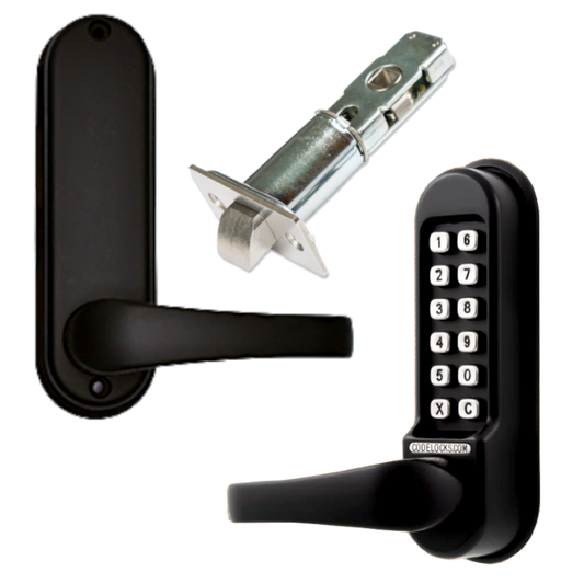 CODELOCKS CL0540 / CL0545 Marine Grade Digital Gate Lock With Adjustable Latch CL0540 Without Passage Set - Black