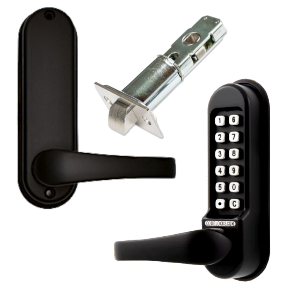 CODELOCKS CL0540 / CL0545 Marine Grade Digital Gate Lock With Adjustable Latch CL0545 With Passage Set - Black