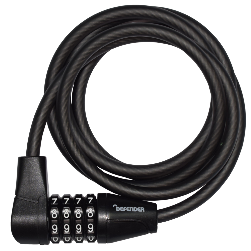DEFENDER By Squire Cycle Cable Lock With 4 Wheel Combination 8mm x 1500mm DF COMBI C8/1500 - Black