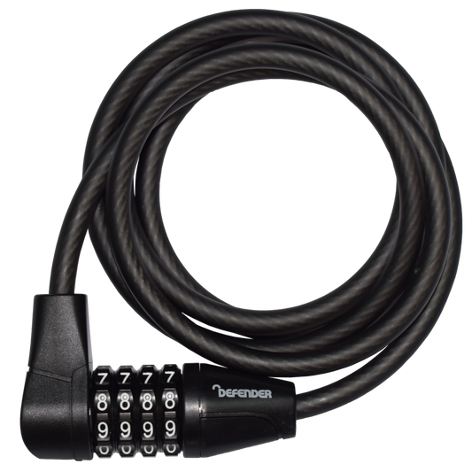 DEFENDER By Squire Cycle Cable Lock With 4 Wheel Combination 8mm x 1500mm DF COMBI C8/1500 - Black