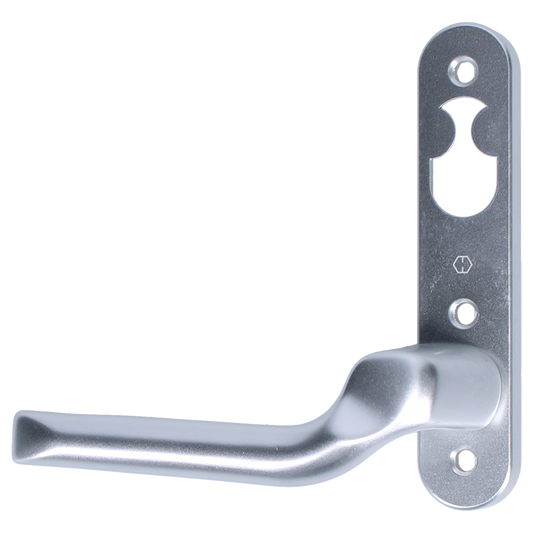 NORDAN NTech Villa Balcony Door Handle 3 Fix Internal Handed With Cutout To Suit Rococo Scandinavian Oval RH 0403164 - Silver
