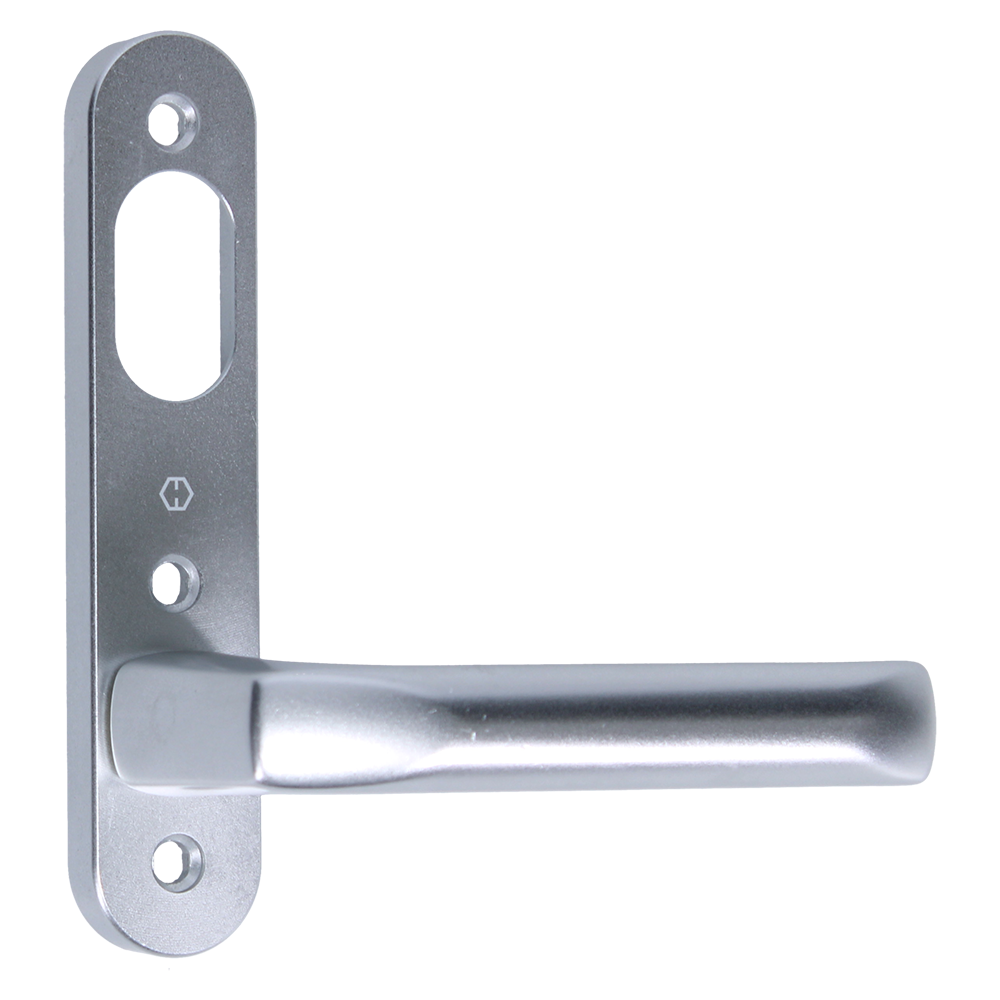 NORDAN NTech Villa Balcony Door Handle 3 Fix External With Cutout To Suit Scandinavian Oval 0403168 - Silver