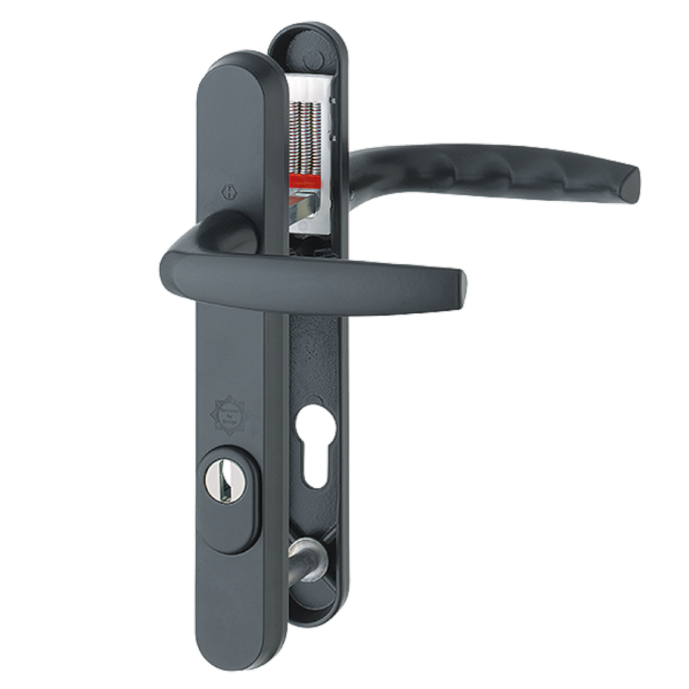 HOPPE Atlanta TS007 (2 Star) Door Furniture PAS24 92mm Centres 122mm Screw Centres Suits 70mm Thick Door - Black