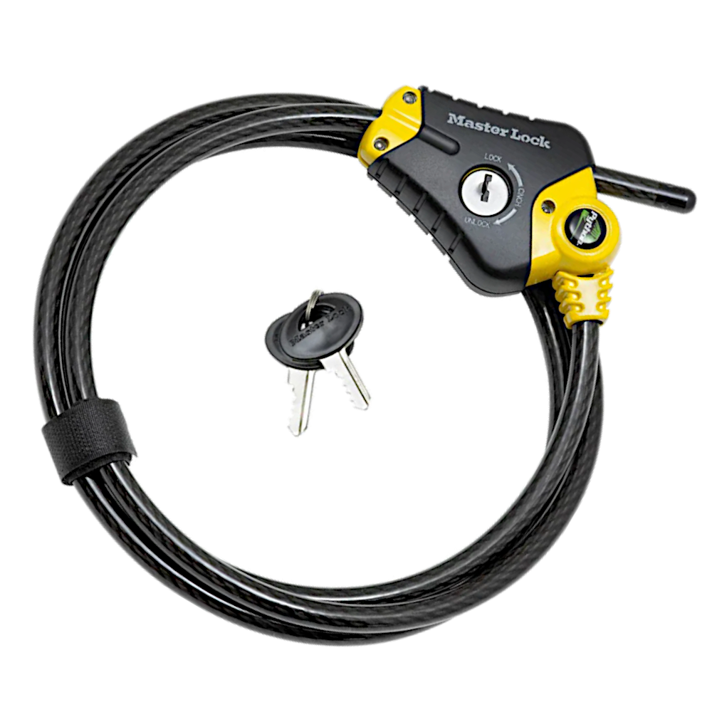 MASTER LOCK Python Adjustable Locking Cable 10mm Diameter 1.8m Length 8433EURD - Black & Yellow