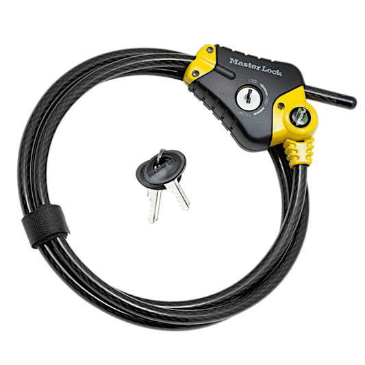 MASTER LOCK Python Adjustable Locking Cable 10mm Diameter 1.8m Length 8433EURD - Black & Yellow