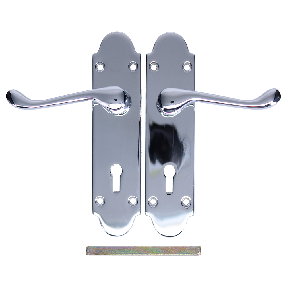 EPSOM Lever Lock Plate Door Handles Polished Chrome