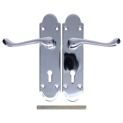 EPSOM Lever Lock Plate Door Handles Polished Chrome