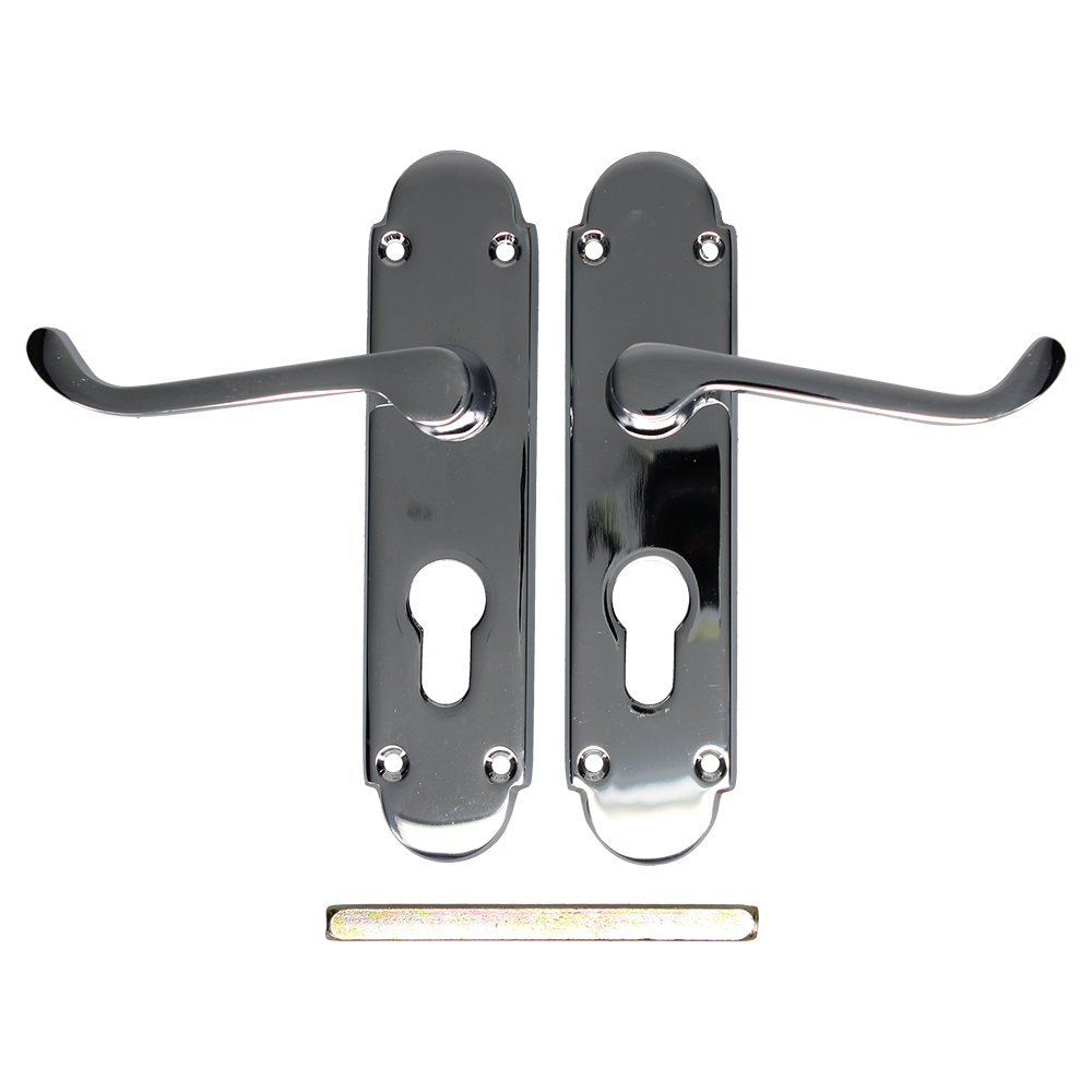 EPSOM Lever Euro Plate Door Handles Polished Chrome