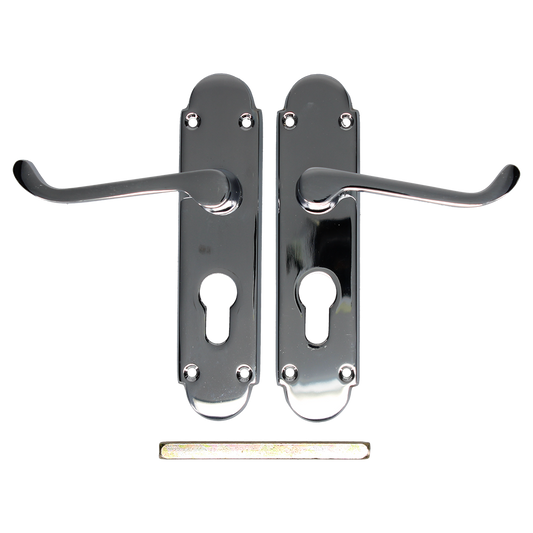 EPSOM Lever Euro Plate Door Handles Polished Chrome