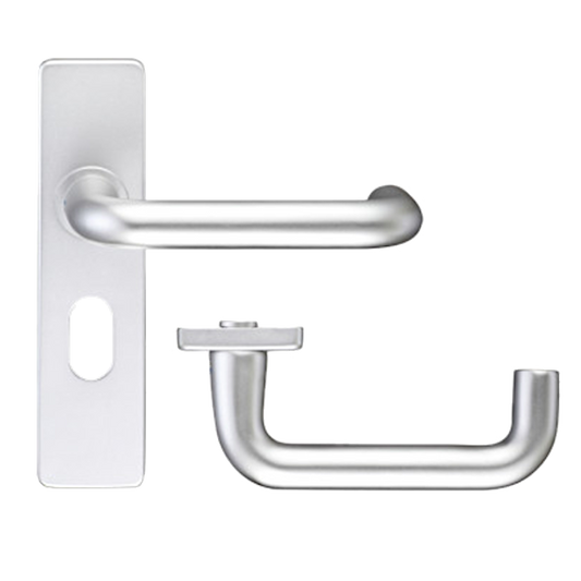ZOO Return To Door Lever Handle On Oval Lock Backplate FD30/60 Oval Lever - Satin Anodised Aluminium