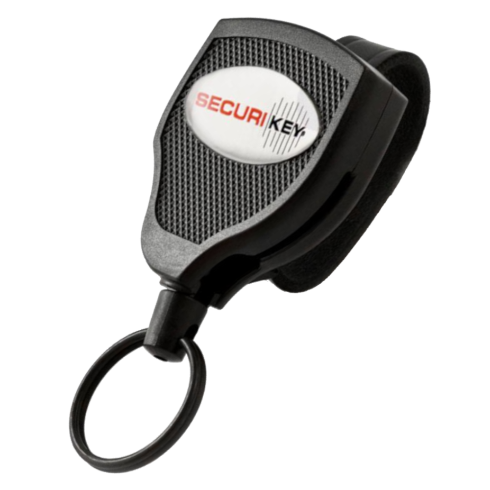 SECURIKEY Super 48 Retractor Key Cord With Leather Belt Loop Fixing 1200mm Belt Loop Fix - Black