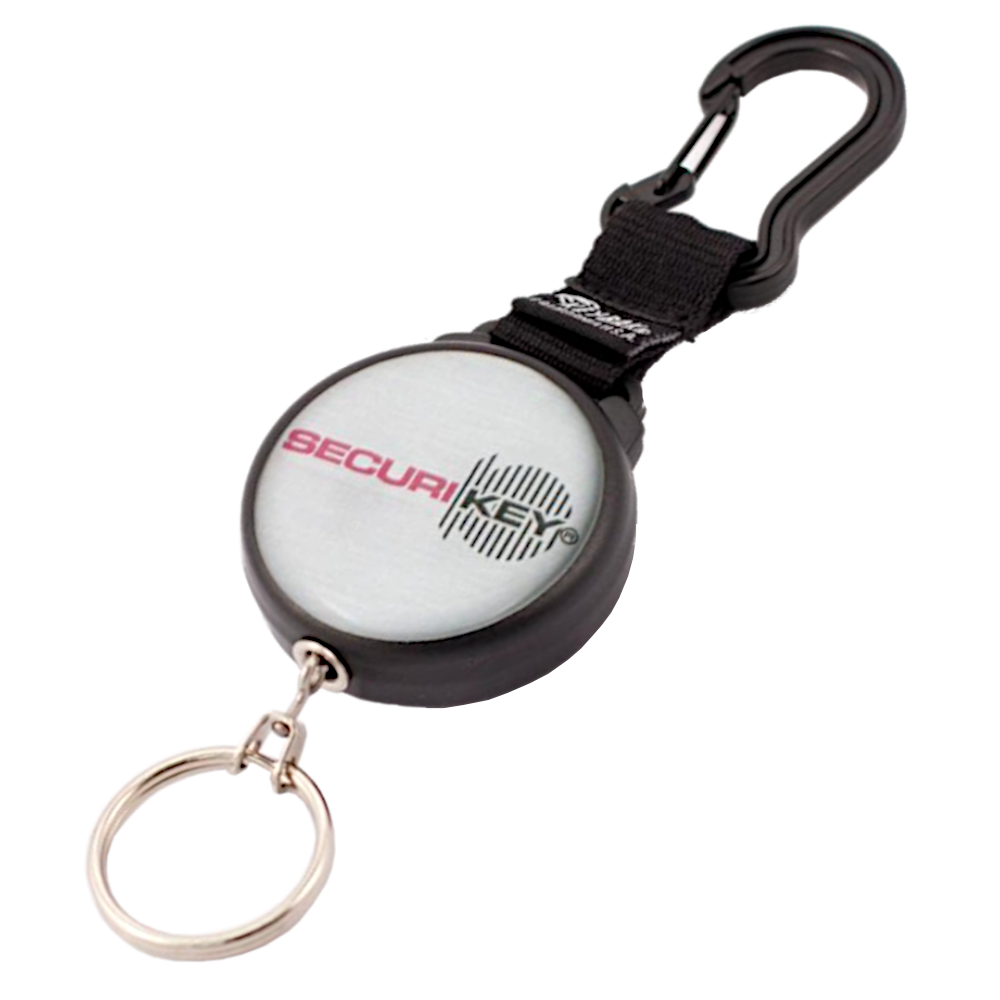 SECURIKEY Secur-It Retractor Key Chain With Karabiner Fixing 600mm SS Chain Karabiner Fix - Black