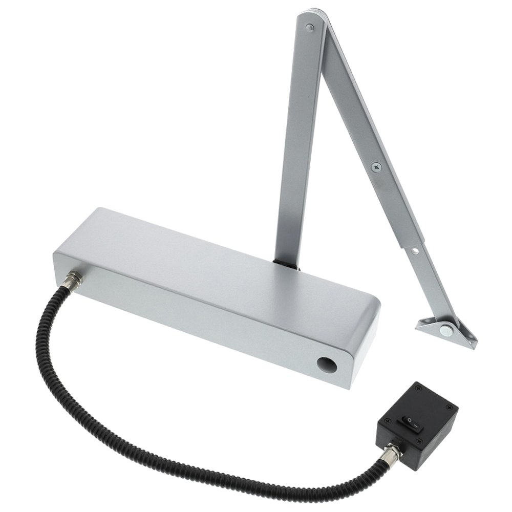 BRITON 3934 Electromagnetic Hold Open/Swing Free Door Closer Size 3-4 Silver