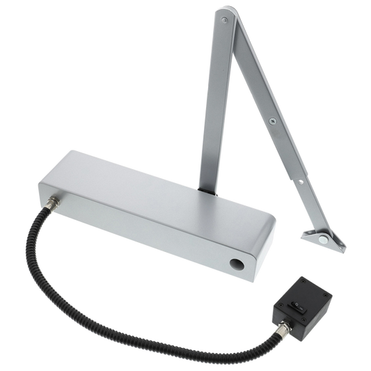 BRITON 3934 Electromagnetic Hold Open/Swing Free Door Closer Size 3-4 Silver