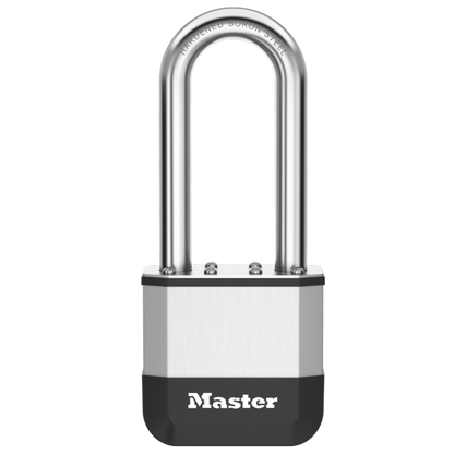 MASTER LOCK Elite Laminated Padlock Long Shackle 51mm Keyed to Differ 64mm LS - Silver