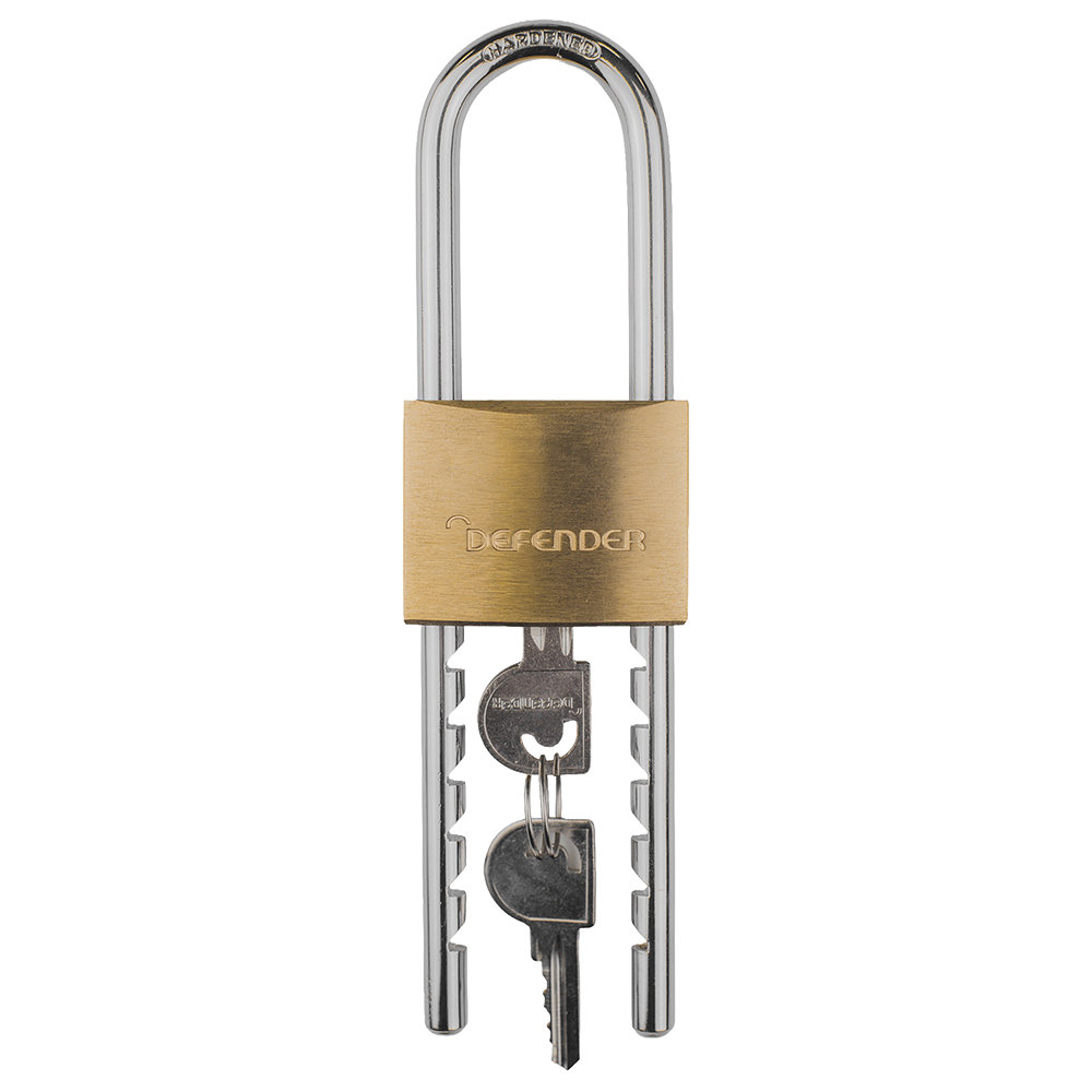 DEFENDER Adjustable Long Shackle Brass Padlock DFBP5/ADJ/LS 50mm - Hardened Steel
