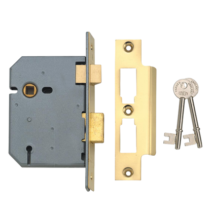 UNION 2277 3 Lever Sashlock 75mm Keyed Alike M101M - Polished Lacquered Brass