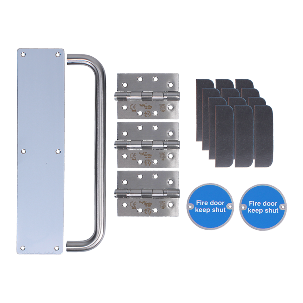 FIREMONGERY Fire Rated Door Pack Non Locking Push/Pull CFP5 FD30/FD60 Square - Satin Stainless Steel